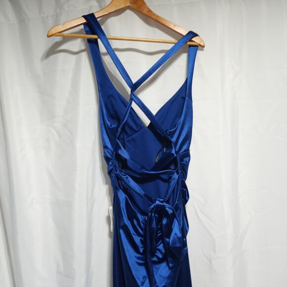 B Darlin NWT Satin Blue Maxi Formal Dress Size 11/12 - Picture 6 of 10